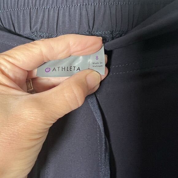 Athleta Women’s Athletic Pants Size 8 Ruched Pull On Elastic Waist Pockets - Picture 9 of 9